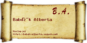 Babák Alberta névjegykártya
